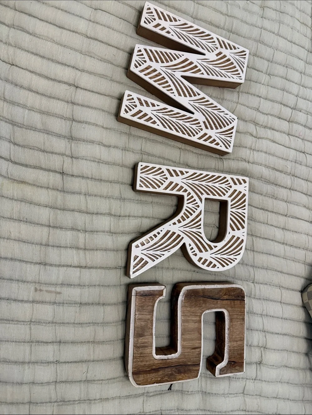 White and Natural Wood Decorative Wall Letters - Home Wall Decor